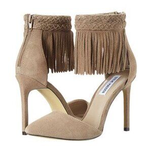 Steve Madden Melia Taupe Suede Fringe Pump Heel Size 10M